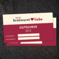 bratwurstliebe gutschein auf schwarzen Untergrund